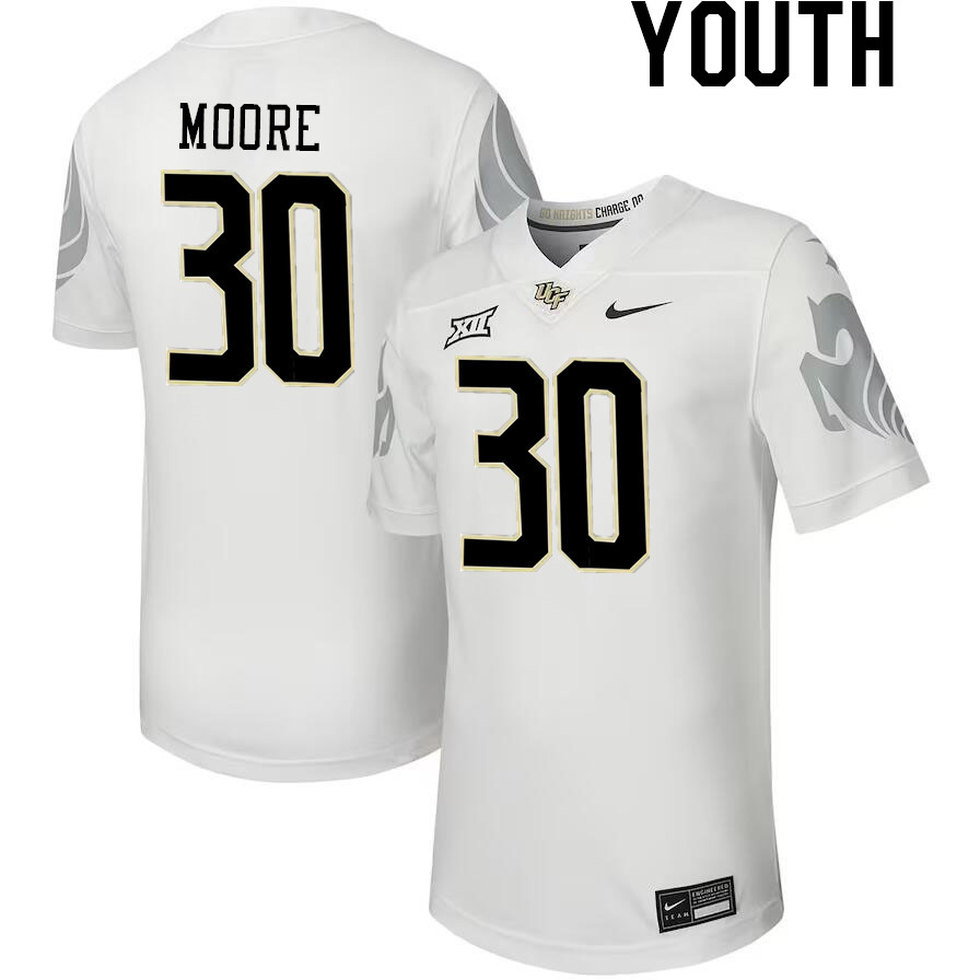 Youth #30 Kam Moore UCF Knights Big 12 Conference College Football Jerseys Stitched-Black